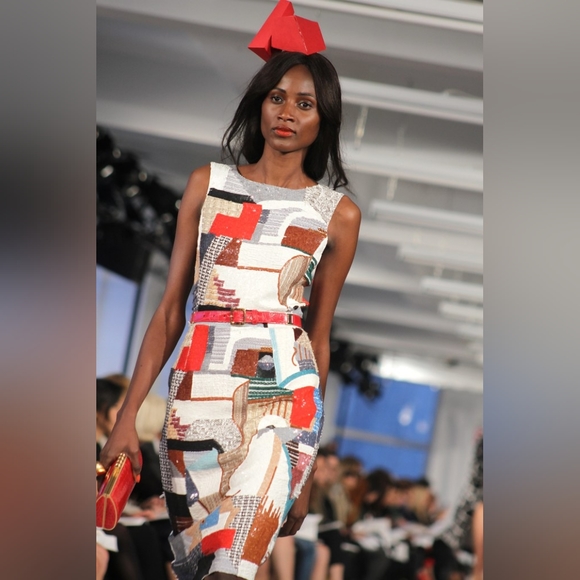 $5,200 OSCAR DE LA RENTA PICASSO ART EXCL EMB SILK SEQUIN RUNW DRESS US 8 - Picture 2 of 15